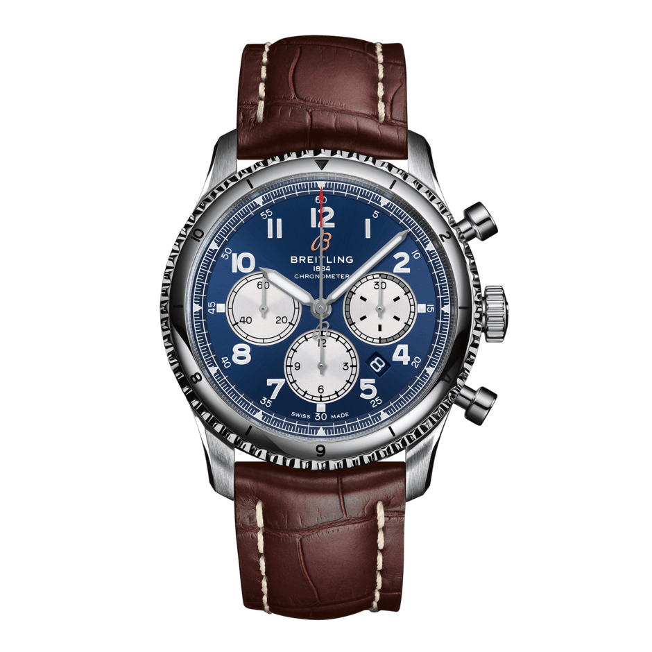Breitling AB0119131C1P2 : Aviator 8 B01 Chronograph 43 Stainless Steel / Blue / Croco / Pin
