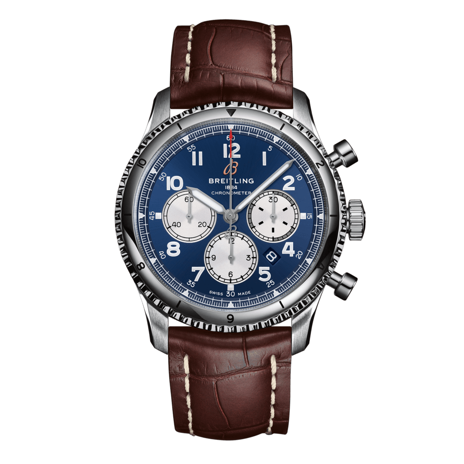 Breitling AB0119131C1P4 : Aviator 8 B01 Chronograph 43 Stainless Steel / Blue / Croco / Folding