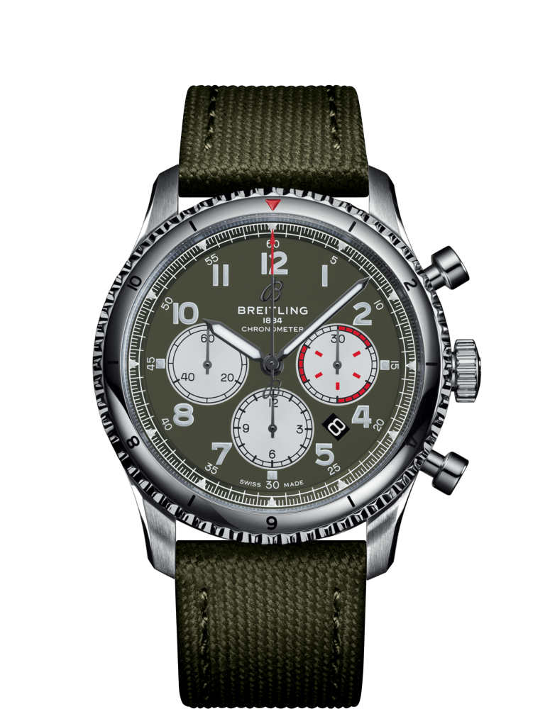 Breitling AB01192A1L1X1 : Aviator 8 B01 Chronograph 43 Stainless Steel / Curtiss Warhawk / Canvas / Tang