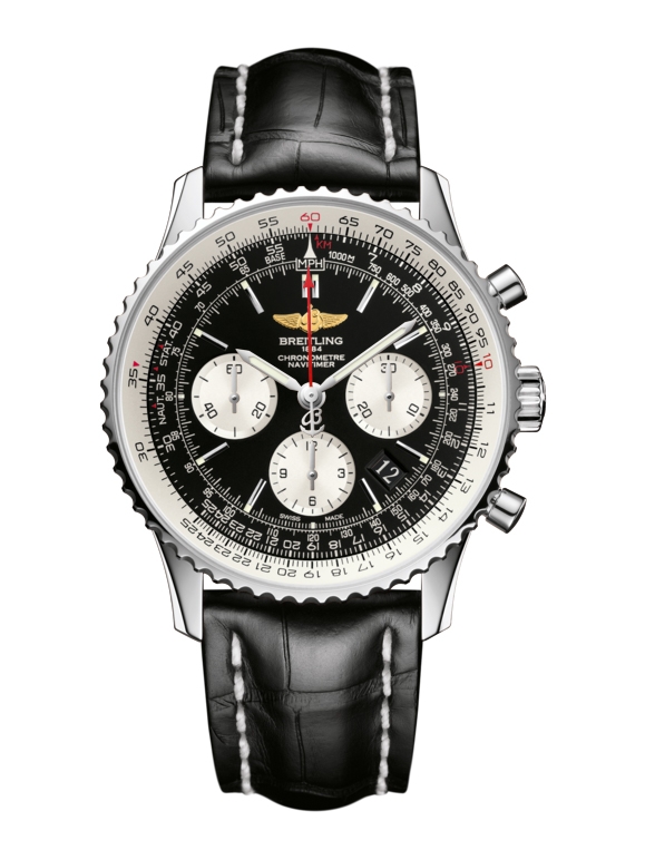 Breitling AB012012/BB01/743P/A20BA.1 : Navitimer 01 43 Stainless Steel / Black / Alligator / Pin