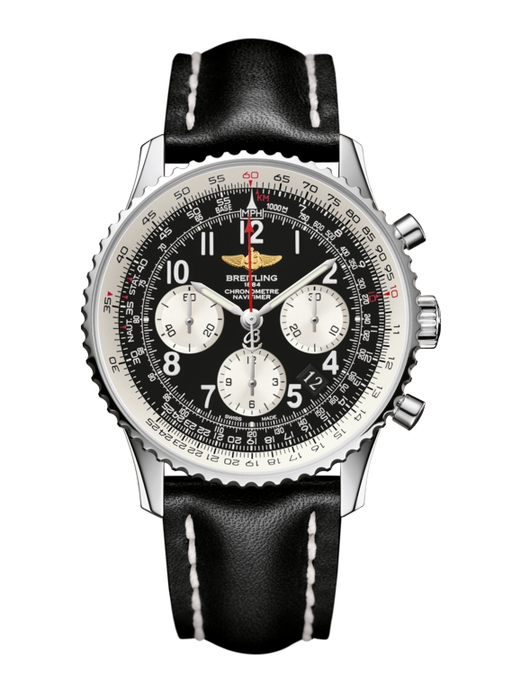 Breitling AB012012/BB02/435X/A20BA.1 : Navitimer 01 43 Stainless Steel / Black Arabic / Calf / Pin