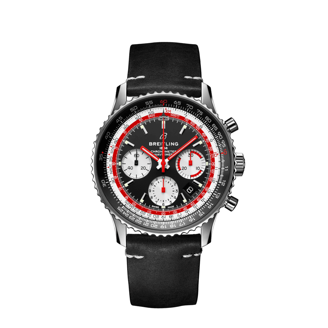 Breitling AB01211B1B1X2 : Navitimer 1 B01 Chronograph 43 Stainless Steel / Airline Editions SwissAir / Calf / Folding
