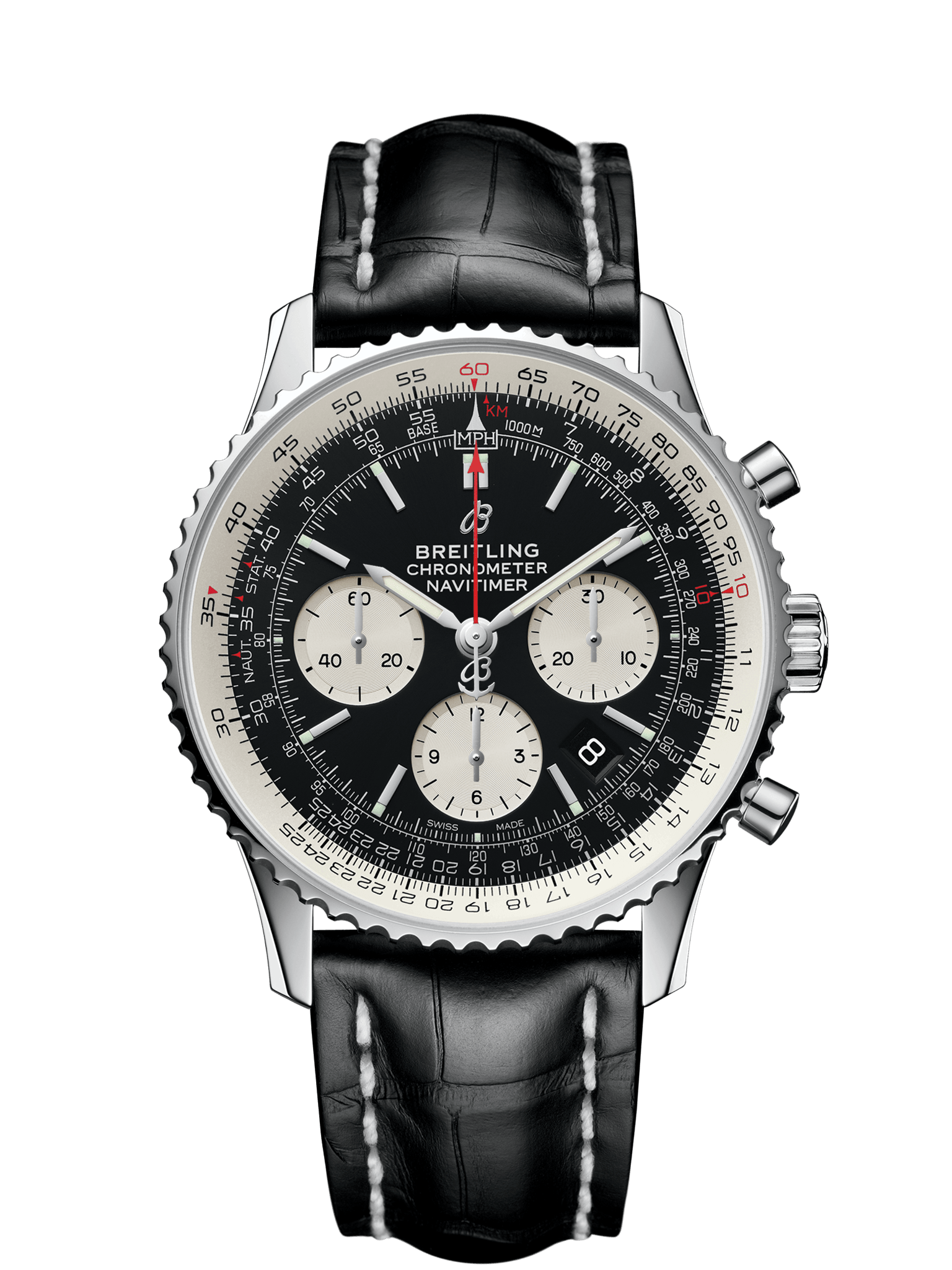 Breitling AB0121211B1P1 : Navitimer 1 B01 Chronograph 43 Stainless Steel / Black / Croco /  Pin