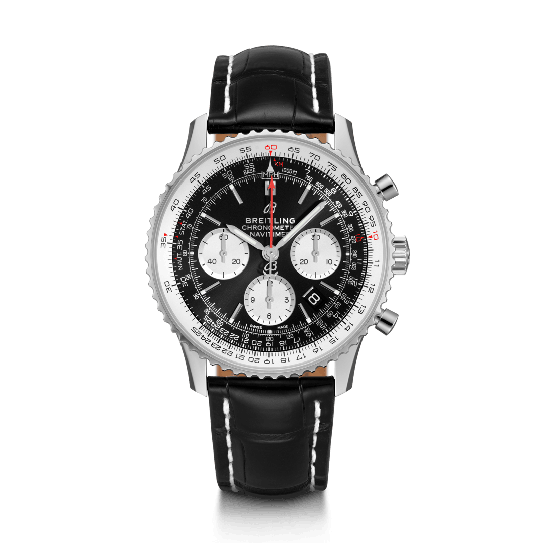 Breitling AB0121211B1P2 : Navitimer 1 B01 Chronograph 43 Stainless Steel / Black / Croco /  Folding