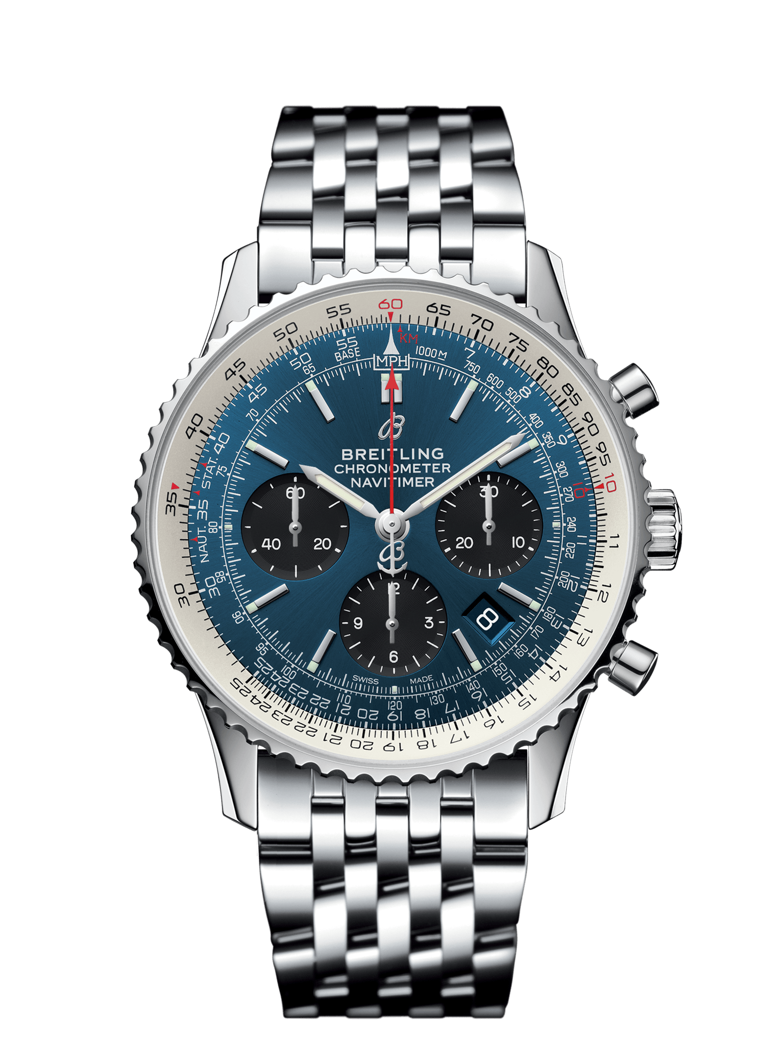Breitling AB0121211C1A1 : Navitimer 1 B01 Chronograph 43 Stainless Steel / Blue / Bracelet