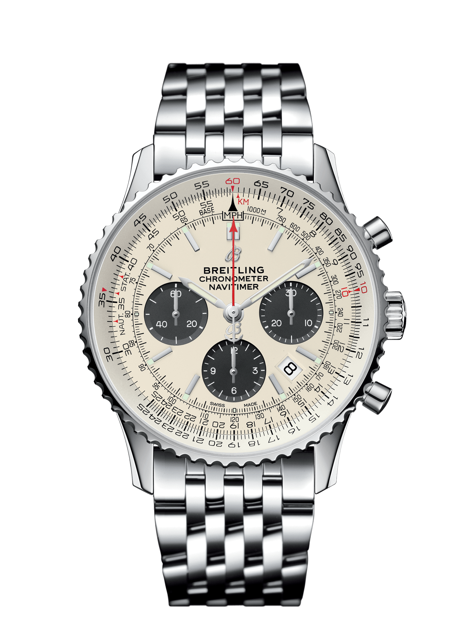 Breitling AB0121211G1A1 : Navitimer 1 B01 Chronograph 43 Stainless Steel / Silver / Bracelet