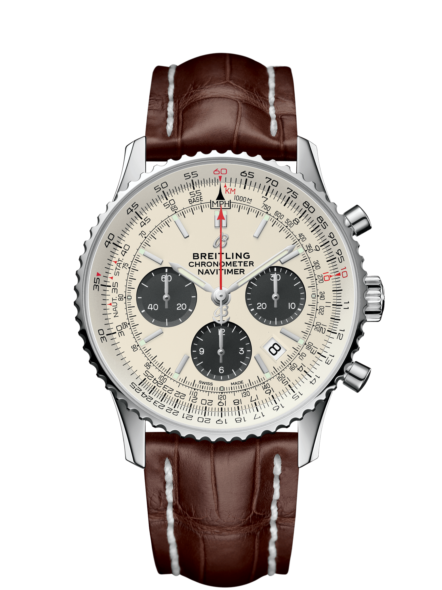 Breitling AB0121211G1P1 : Navitimer 1 B01 Chronograph 43 Stainless Steel / Silver / Croco / Pin