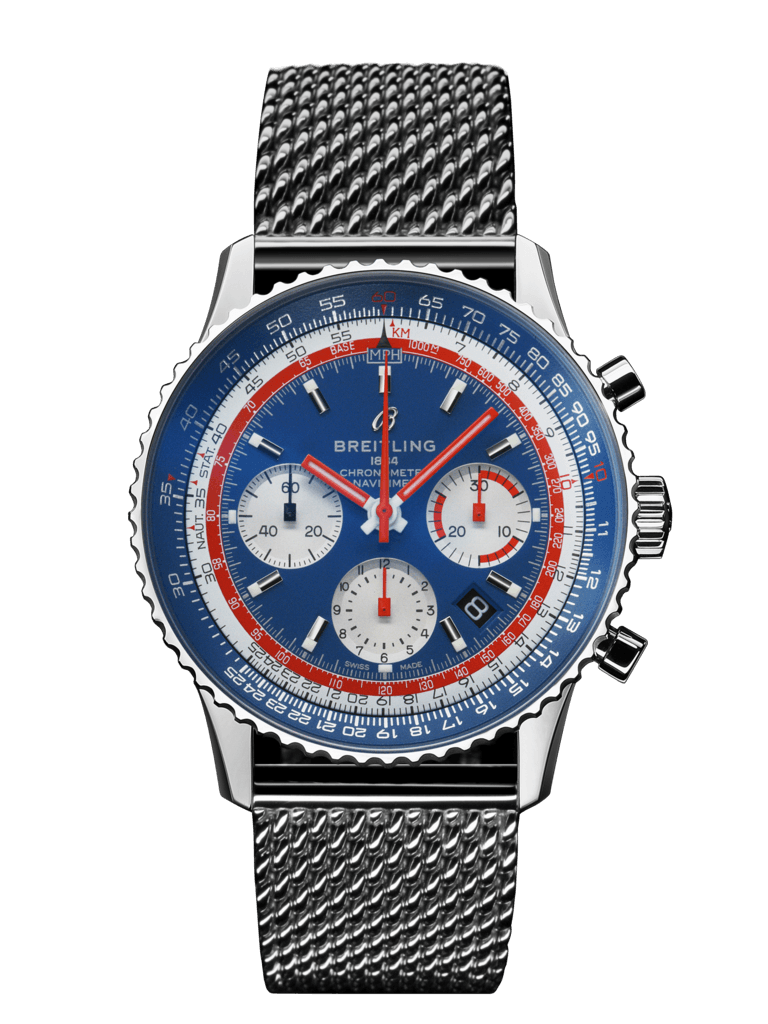 Breitling AB01212B1C1A1 : Navitimer 1 B01 Chronograph 43 Stainless Steel / Airline Editions Pan Am / Mesh