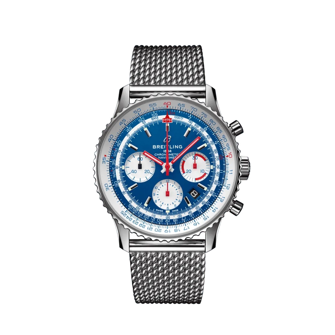 Breitling AB0121A31C1A1 : Navitimer 1 B01 Chronograph 43 Stainless Steel / Airline Editions American Airlines / Mesh