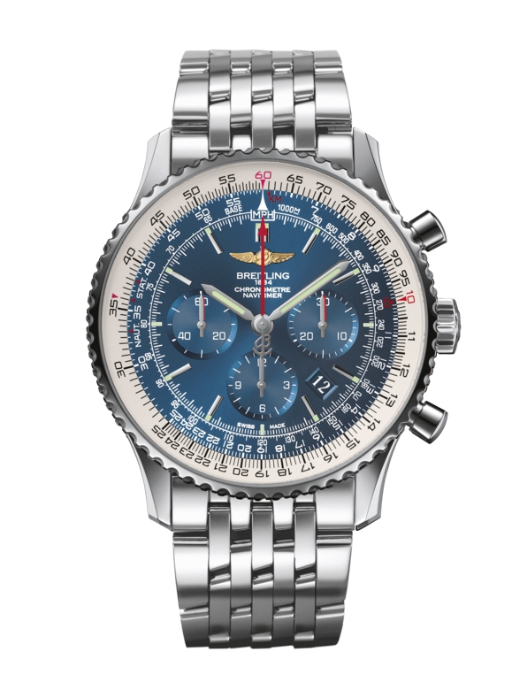 Breitling AB012721.C889.443A : Navitimer 01 46 Stainless Steel / Aurora Blue / Bracelet