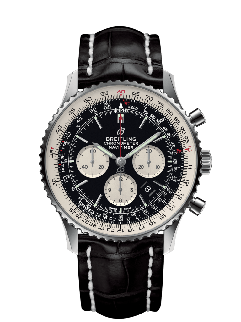Breitling AB0127211B1P1 : Navitimer 1 B01 Chronograph 46 Stainless Steel / Black / Croco / Pin