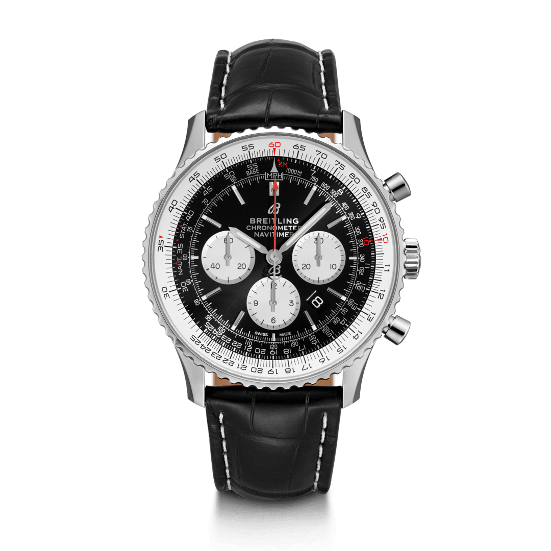 Breitling AB0127211B1P2 : Navitimer 1 B01 Chronograph 46 Stainless Steel / Black / Croco / Folding
