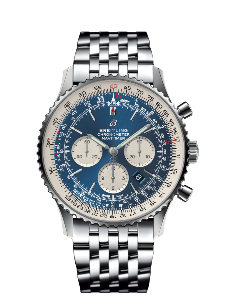Breitling AB0127211C1A1 : Navitimer 1 B01 Chronograph 46 Stainless Steel / Aurora Blue / Bracelet