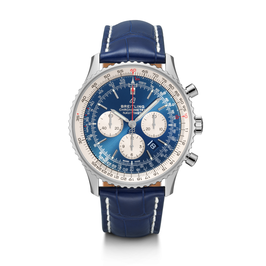 Breitling AB0127211C1P1 : Navitimer 1 B01 Chronograph 46 Stainless Steel / Aurora Blue / Croco / Pin