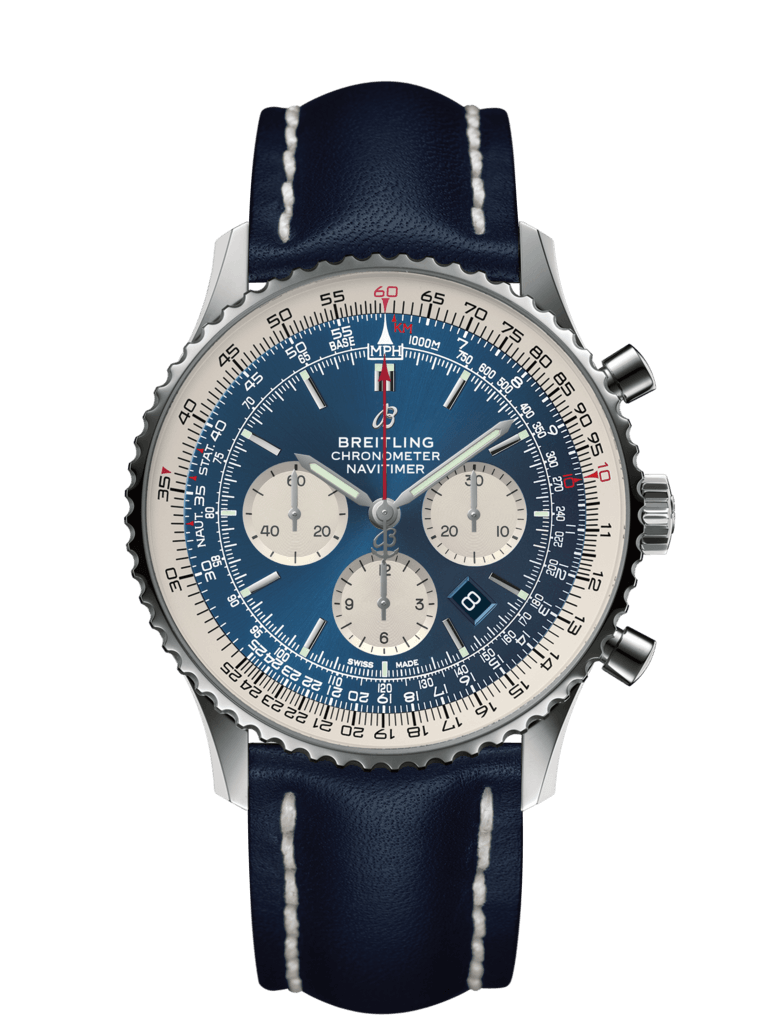 Breitling AB0127211C1X1 : Navitimer 1 B01 Chronograph 46 Stainless Steel / Aurora Blue / Calf / Pin