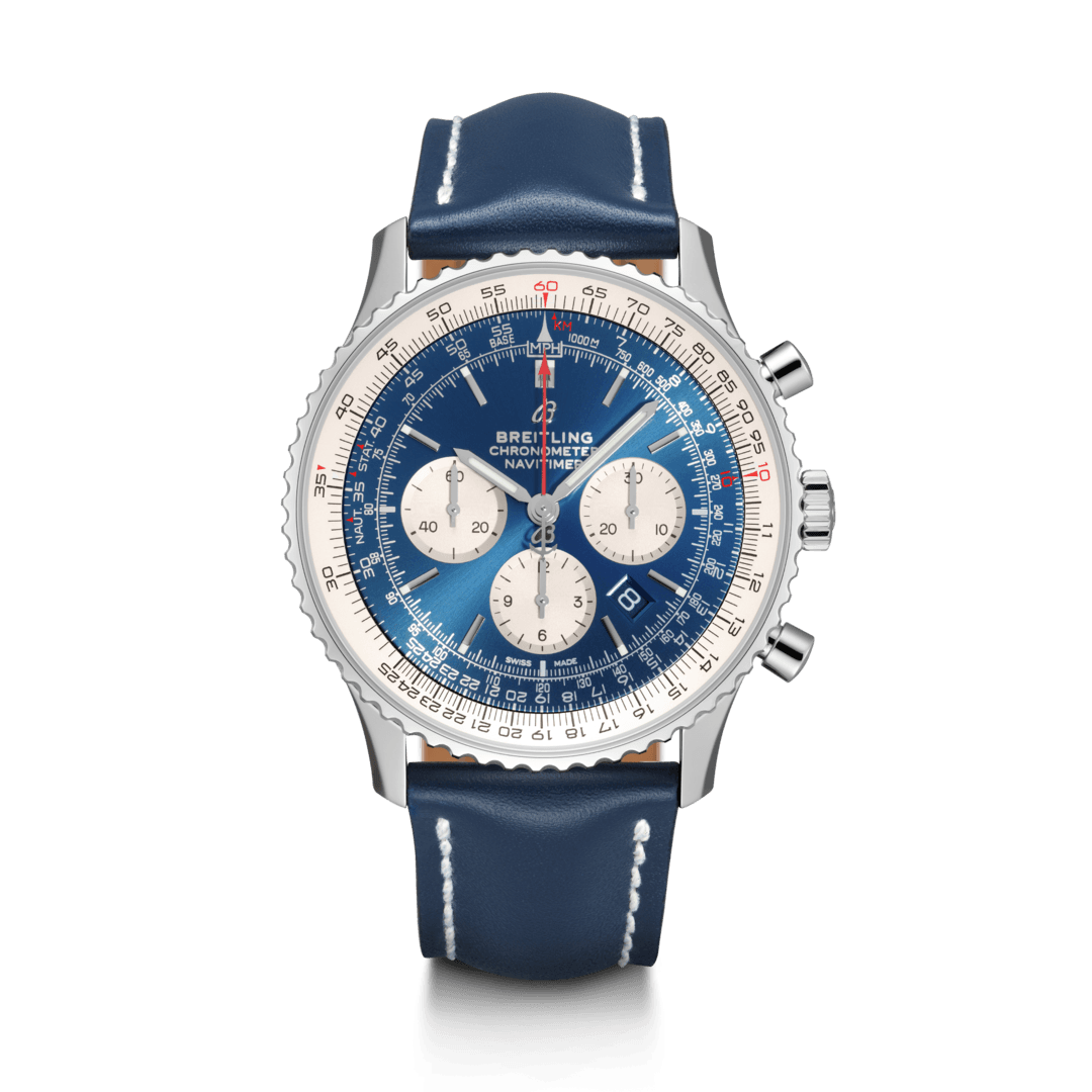 Breitling AB0127211C1X2 : Navitimer 1 B01 Chronograph 46 Stainless Steel / Aurora Blue / Calf / Folding