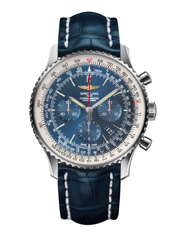 Breitling AB012721/C889/746P/A20BA.1 : Navitimer 01 46 Stainless Steel / Aurora Blue / Croco / Pn