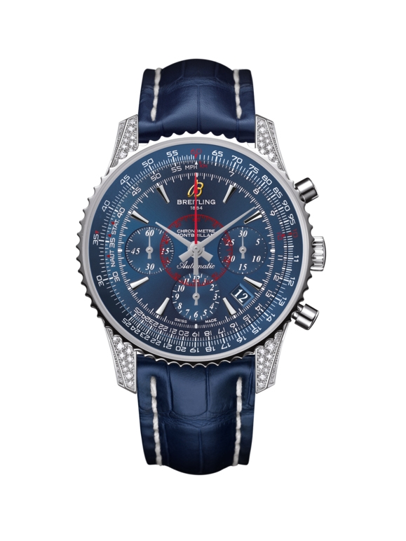 Breitling AB013067|C894|718P : Montbrillant 01 Stainless Steel / Diamondworks / Aurora Blue / Croco