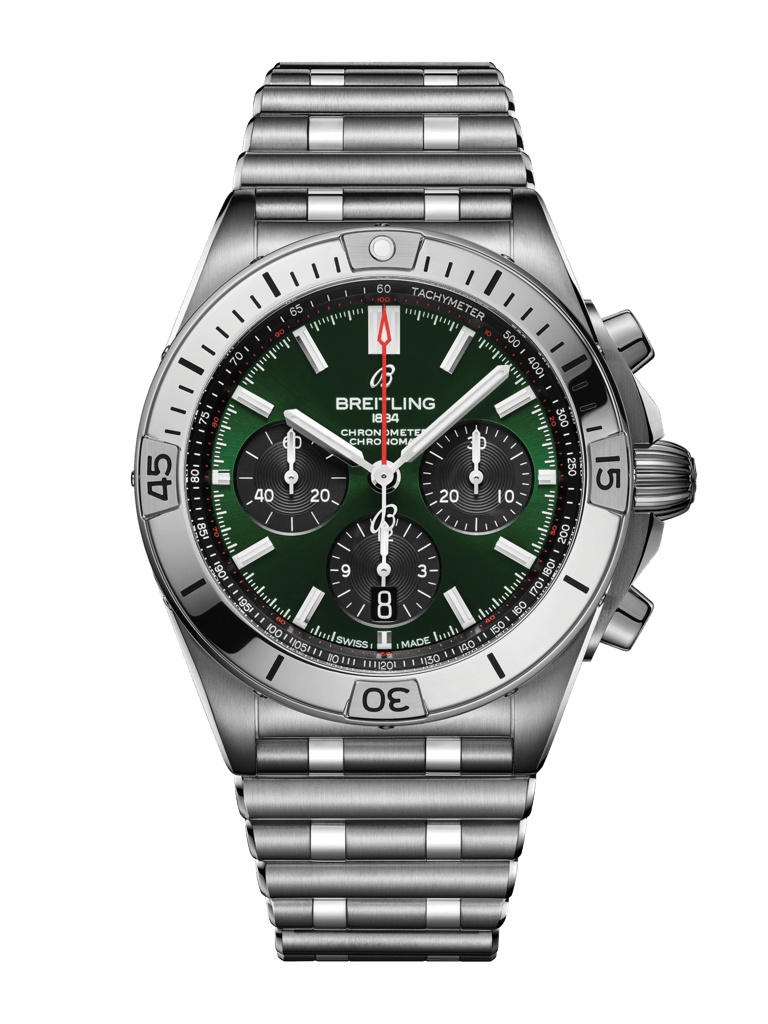 Breitling AB0134101L1A1 : Chronomat B01 42 Stainless Steel / Green / Rouleaux