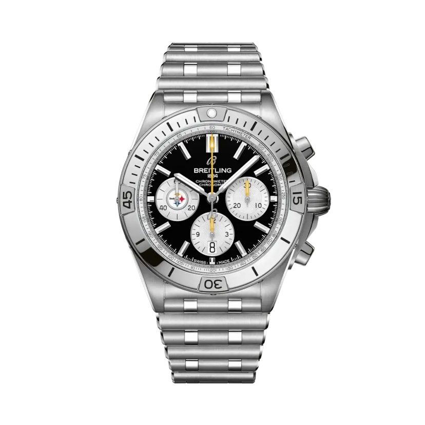 Breitling AB01342B1B2A1 : Chronomat B01 42 NFL Pittsburgh Steelers / Rouleaux