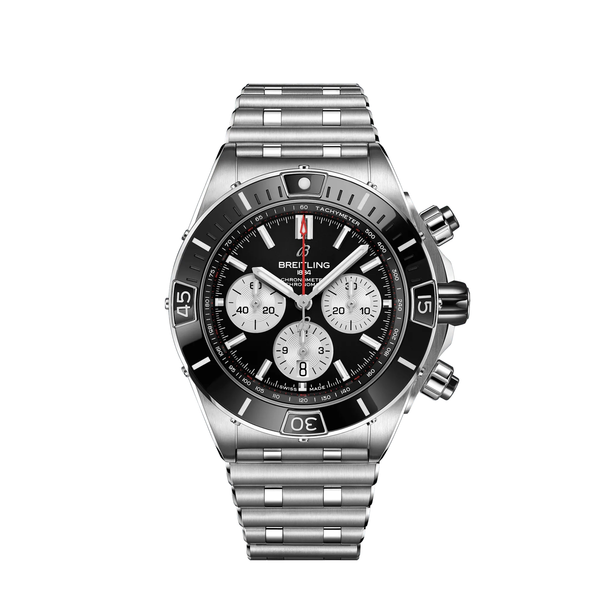 Breitling AB0136251B1A1 : Super Chronomat B01 44 Stainless Steel / Black / Rouleaux