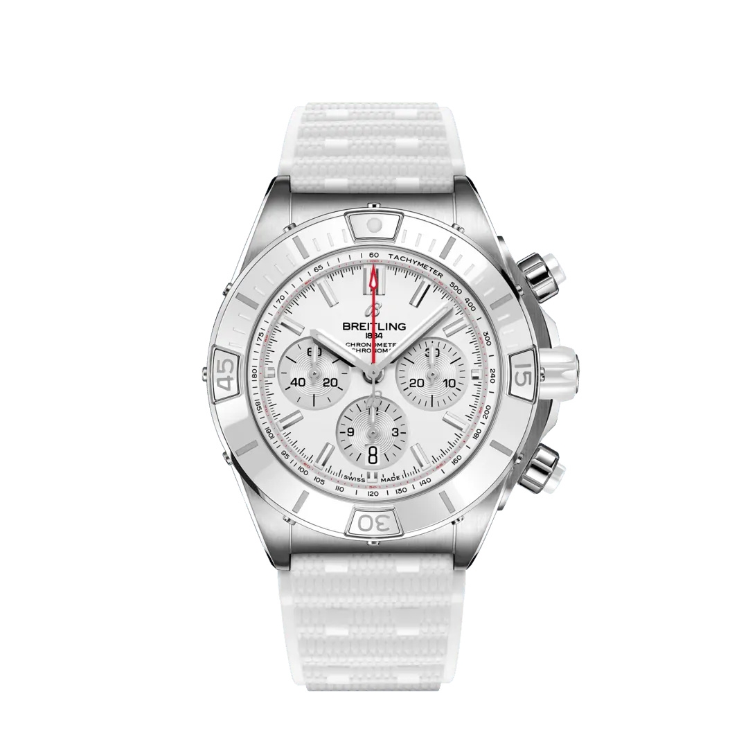 Breitling AB0136A71A1S1 : Super Chronomat B01 44 Stainless Steel / White / Japan