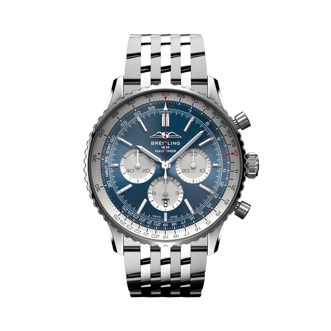 Breitling AB0137211C1A1 : Navitimer B01 Chronograph 46 Stainless Steel / Blue / Bracelet