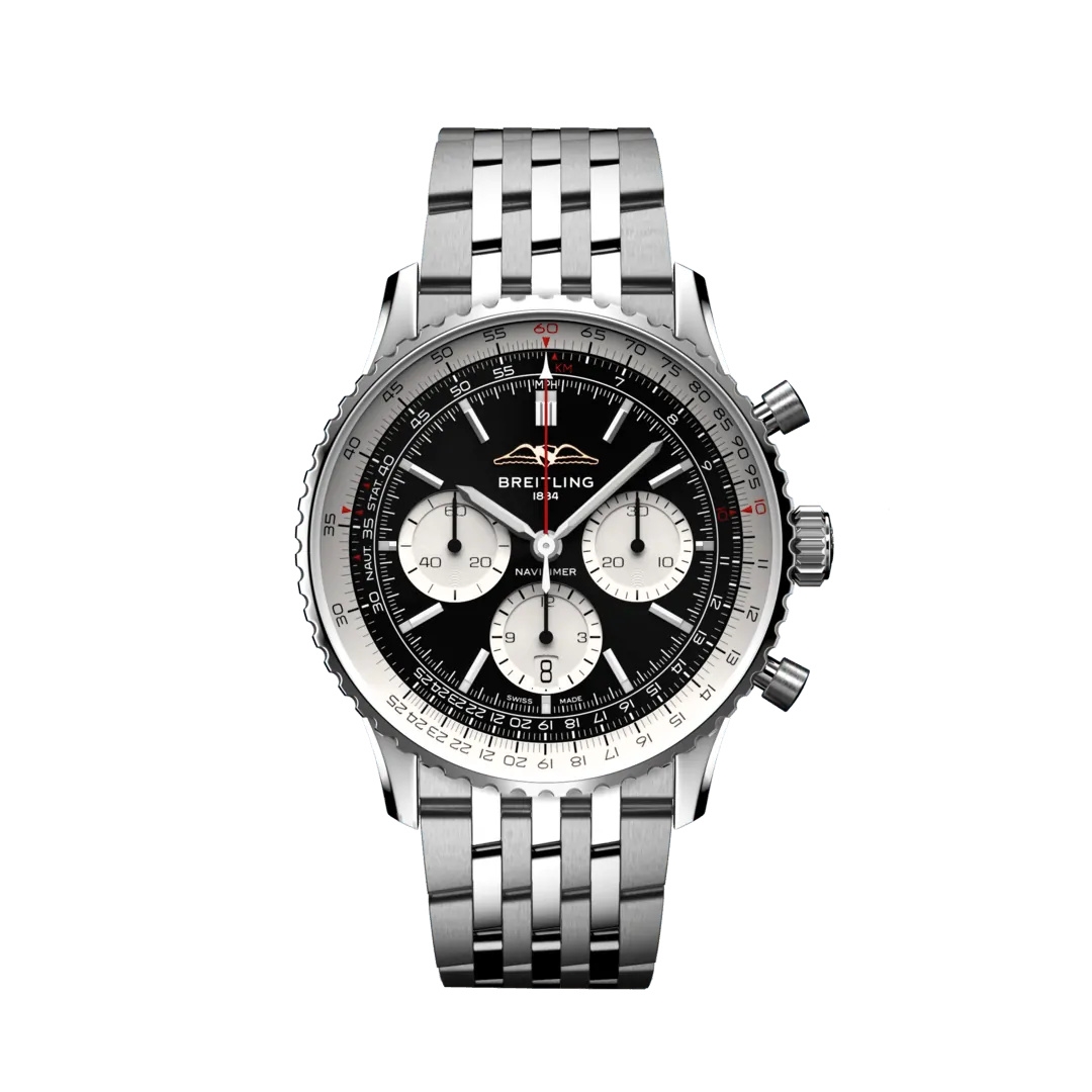 Breitling AB0138211B1A1 : Navitimer B01 Chronograph 43 Stainless Steel / Black / Bracelet