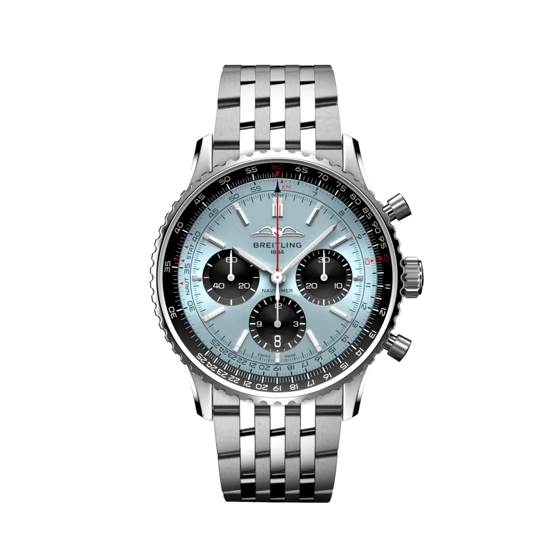 Breitling AB0138241C1A1 : Navitimer  B01 Chronograph 43 Stainless Steel / Ice Blue / Bracelet
