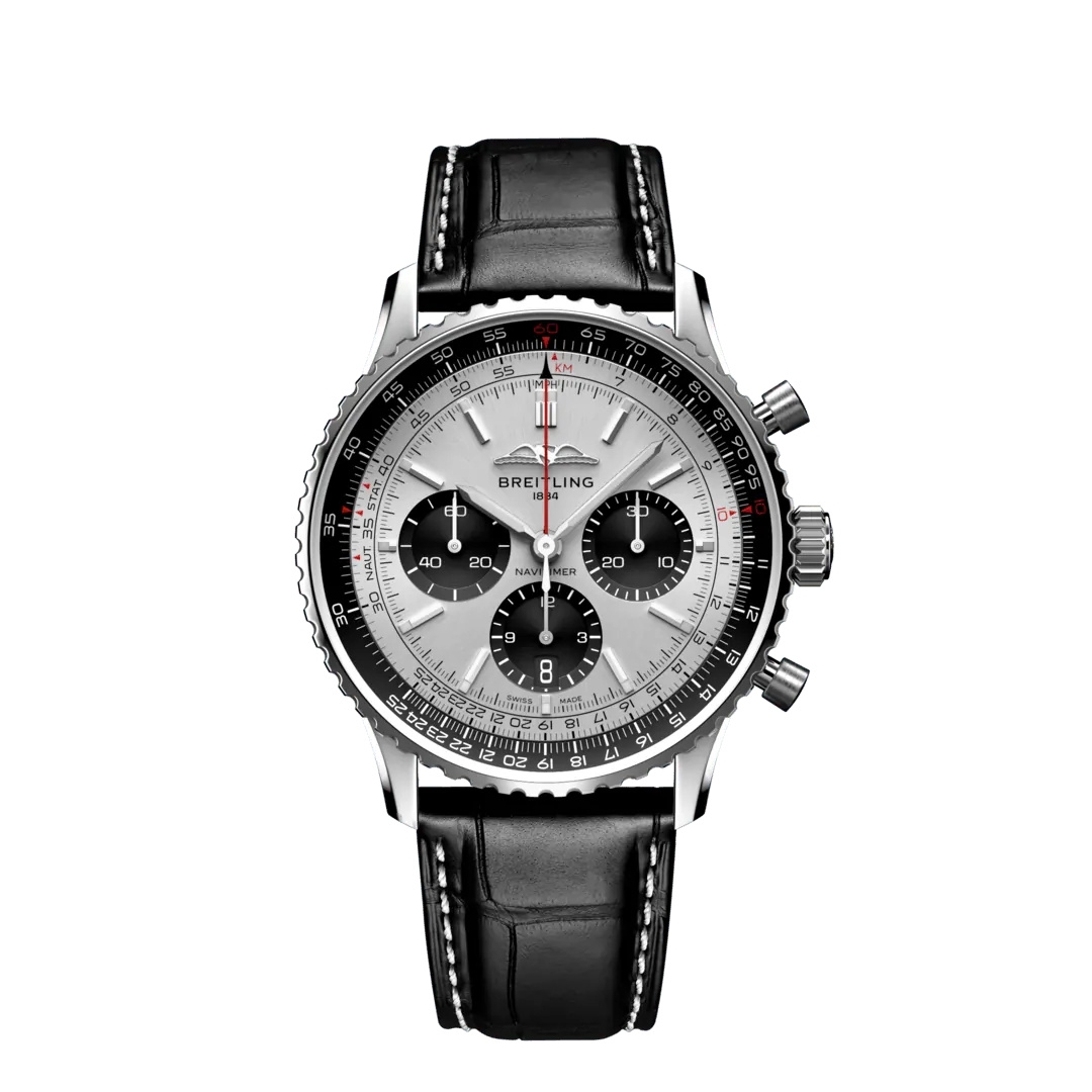 Breitling AB0138241G1P1 : Navitimer B01 Chronograph 43 Stainless Steel / Silver / Alligator - Folding