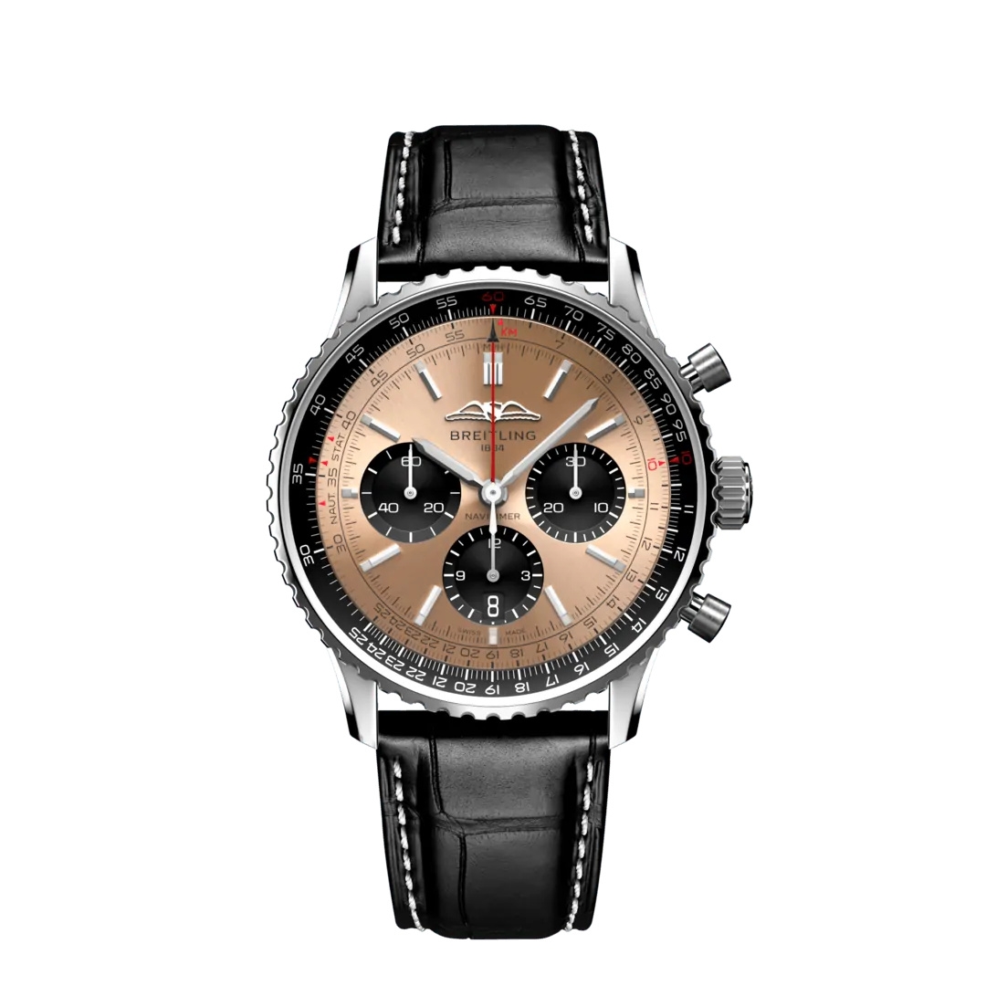 Breitling AB0138241K1P1 : Navitimer  B01 Chronograph 43 Stainless Steel / Copper / Alligator - Folding
