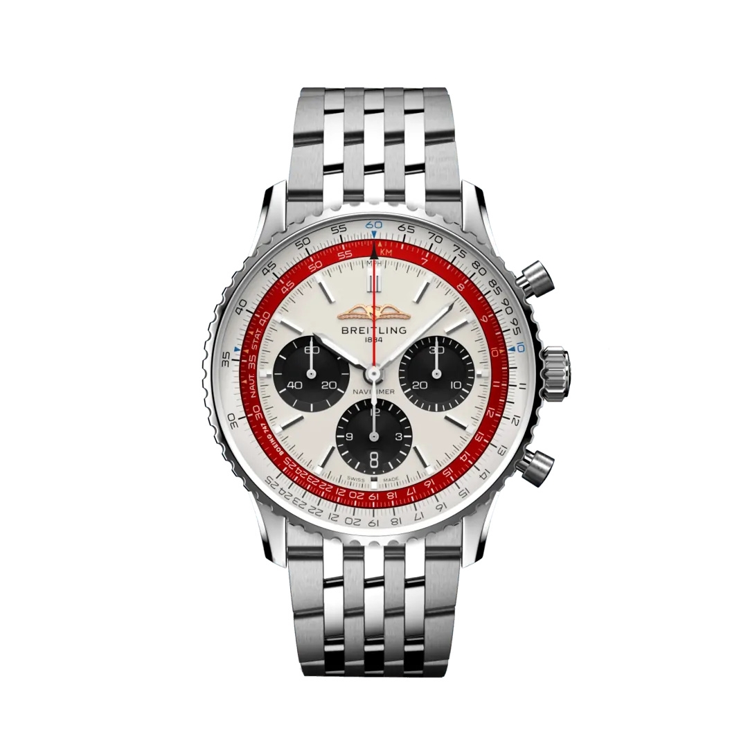 Breitling AB01383B1G1A1 : Navitimer  B01 Chronograph 43 Stainless Steel / Boeing 747 / Bracelet