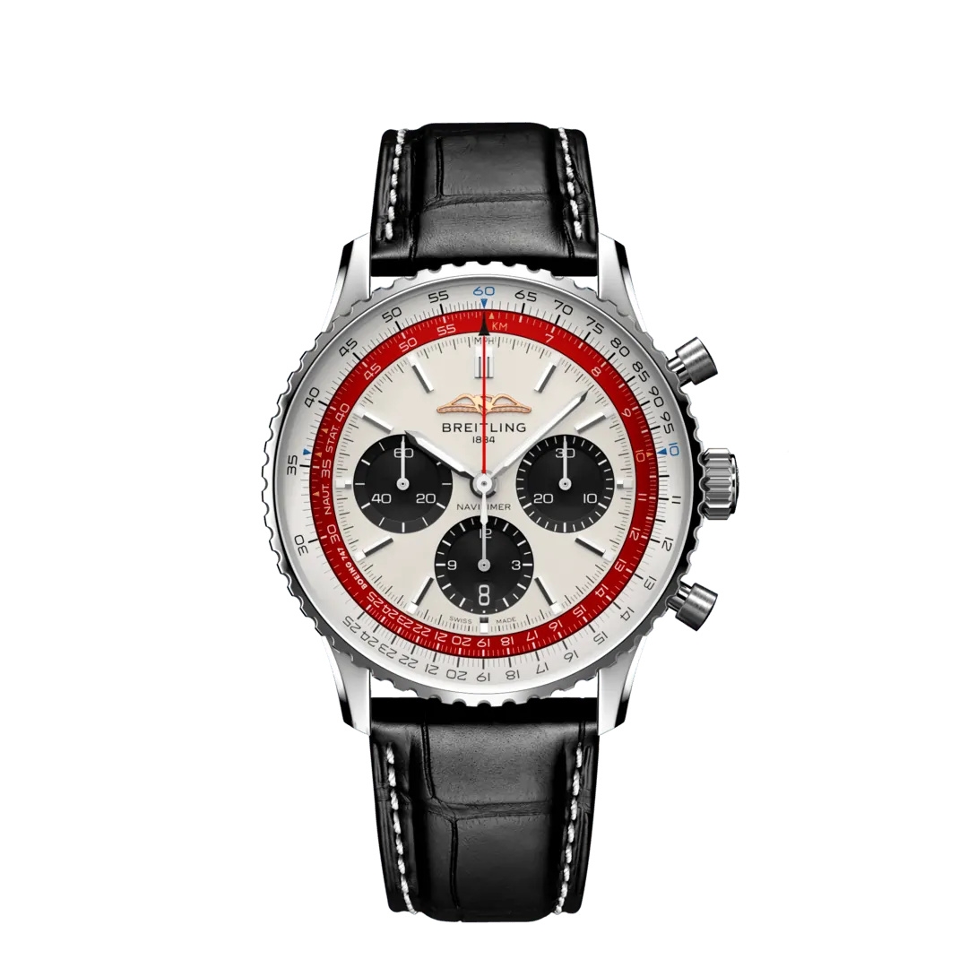 Breitling AB01383B1G1P1 : Navitimer  B01 Chronograph 43 Stainless Steel / Boeing 747 / Alligator - Folding