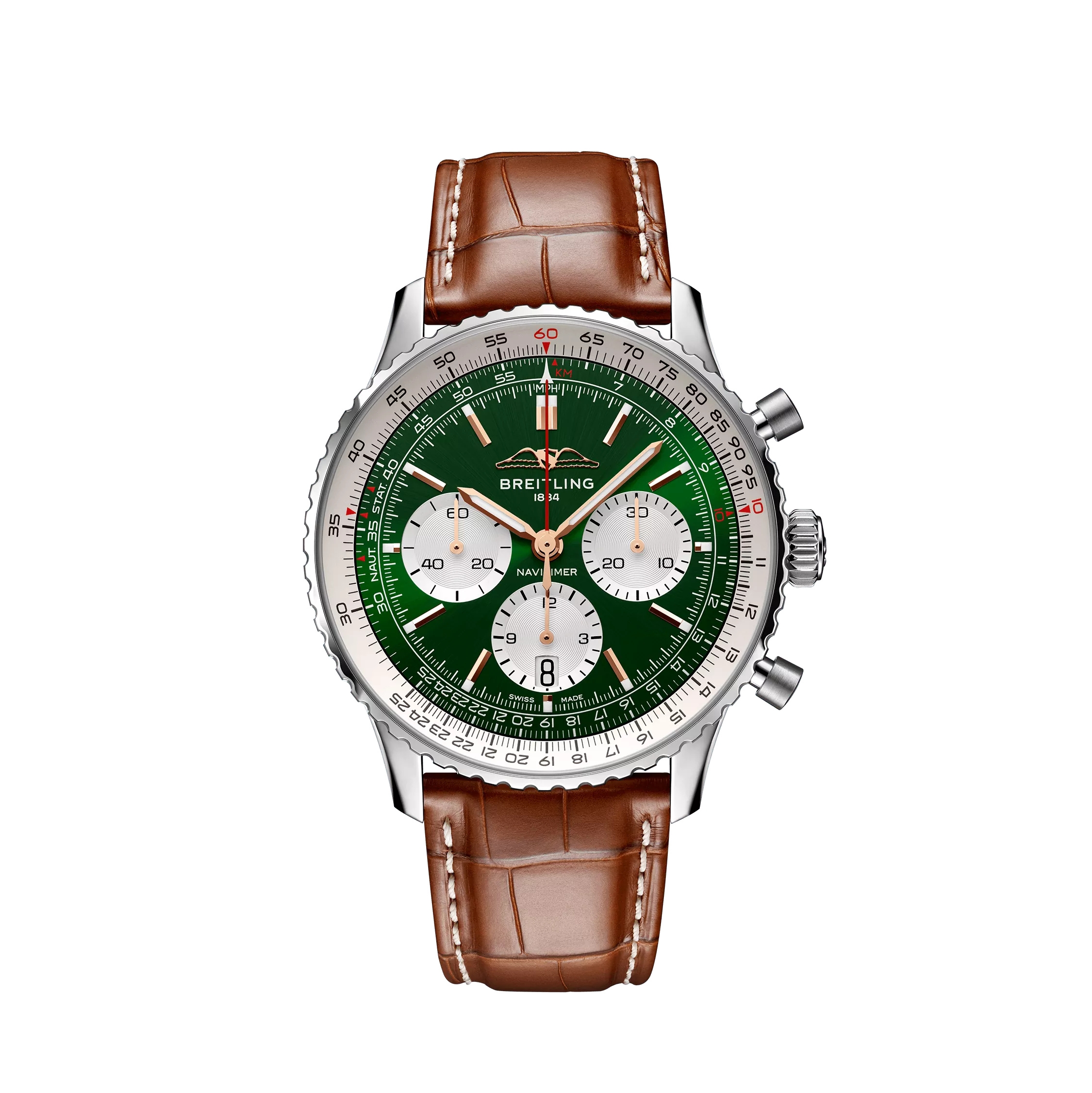 Breitling AB01385A1L1P1 : Navitimer  B01 Chronograph 43 Stainless Steel / Green / Spain