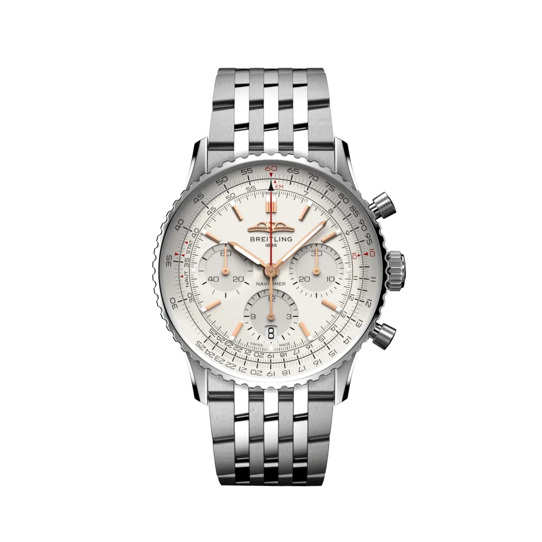 Breitling AB0139211G1A1 : Navitimer B01 Chronograph 41 Stainless Steel / Silver / Bracelet