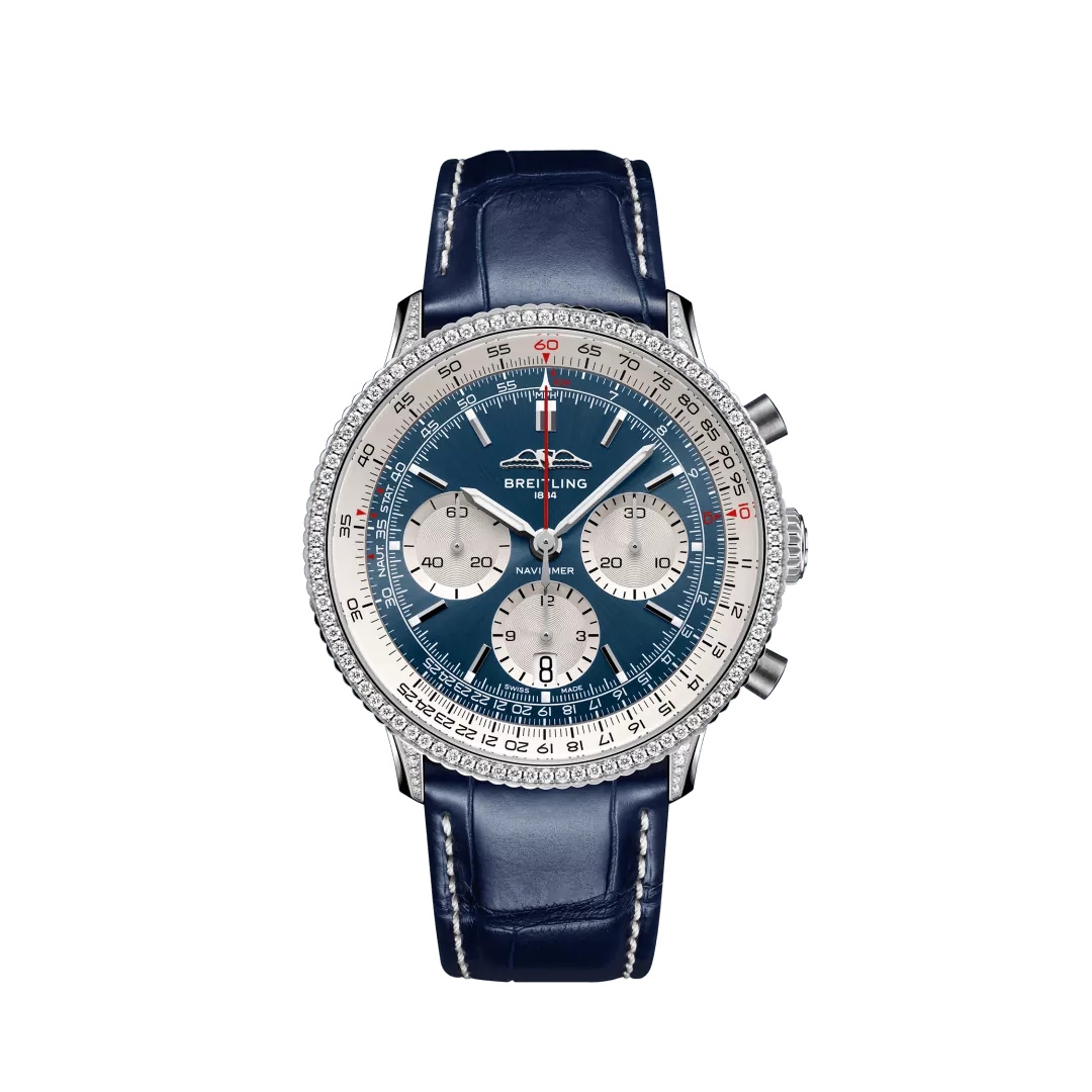 Breitling AB0139631C1P1 : Navitimer B01 Chronograph 41 Stainless Steel - Diamond / Blue / Alligator