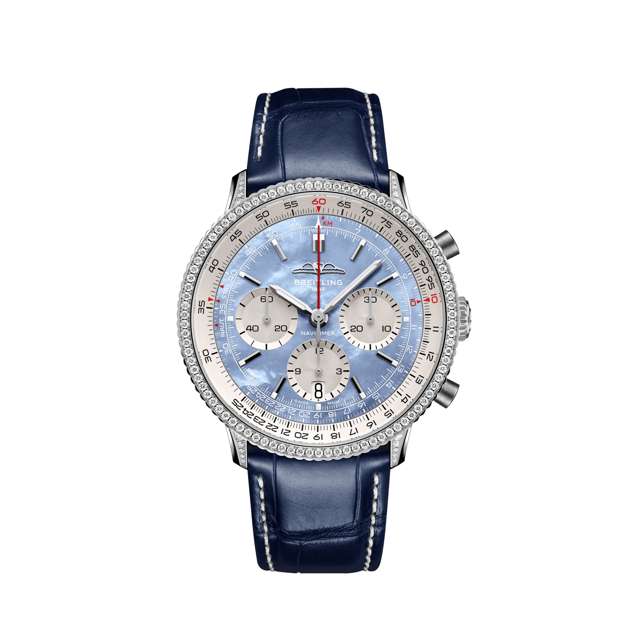 Breitling AB01396A1C1P1 : Navitimer B01 Chronograph 41 Stainless Steel - Diamond / Blue MOP / USA