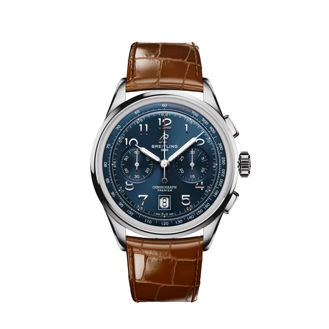 Breitling AB0145171C1P1 : Premier B01 Chronograph 42 Stainless Steel / Blue / Alligator