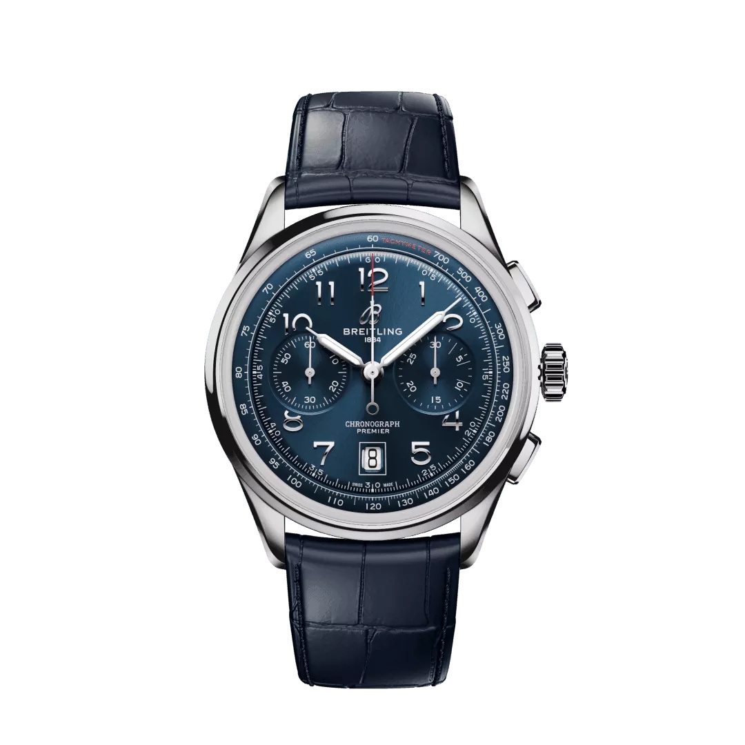 Breitling AB0145171C1P2 : Premier B01 Chronograph 42 Stainless Steel / Blue / Alligator