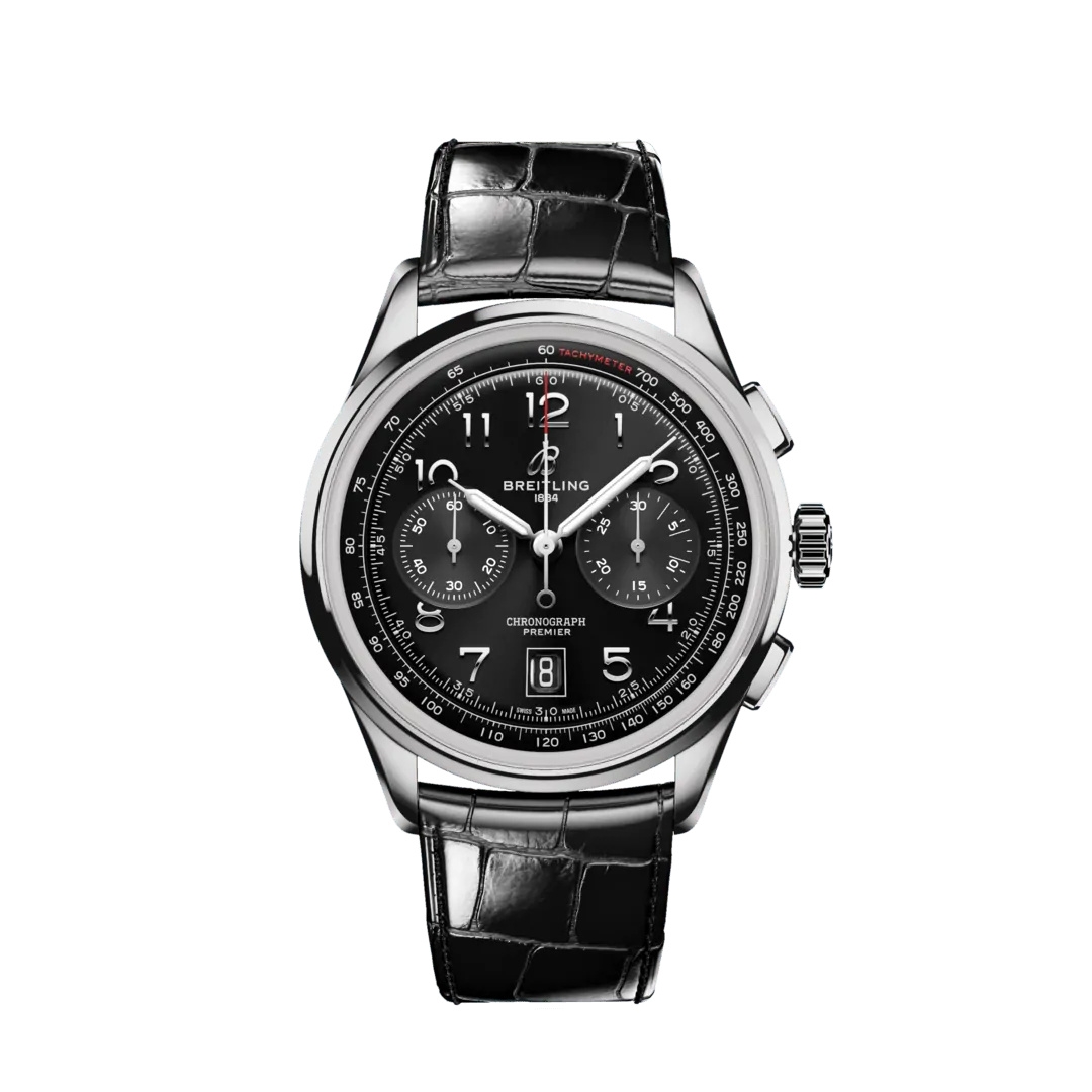 Breitling AB0145221B1P1 : Premier B01 Chronograph 42 Stainless Steel / Black / Alligator