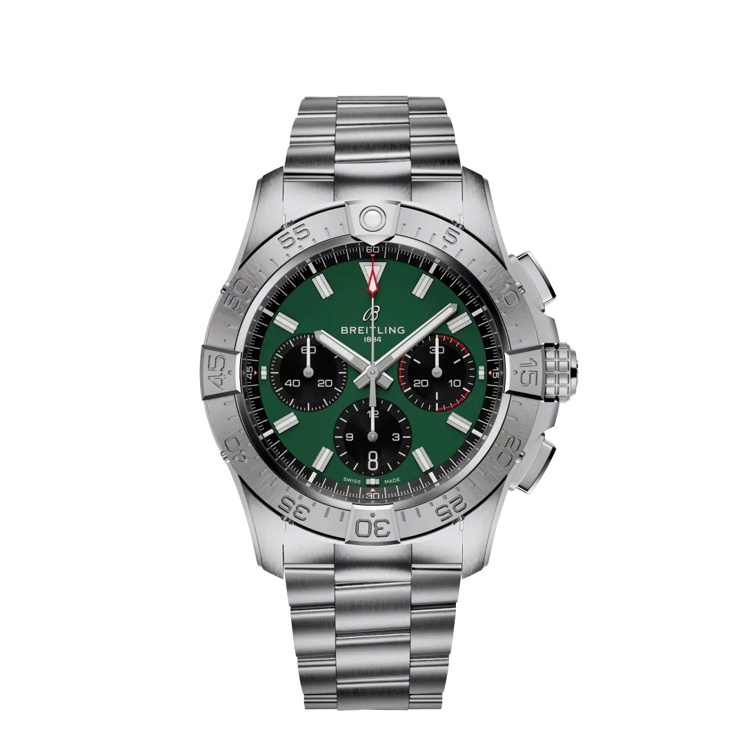 Breitling AB0146101L1A1 : Avenger B01 Chronograph 42 Stainless Steel / Green / Bracelet