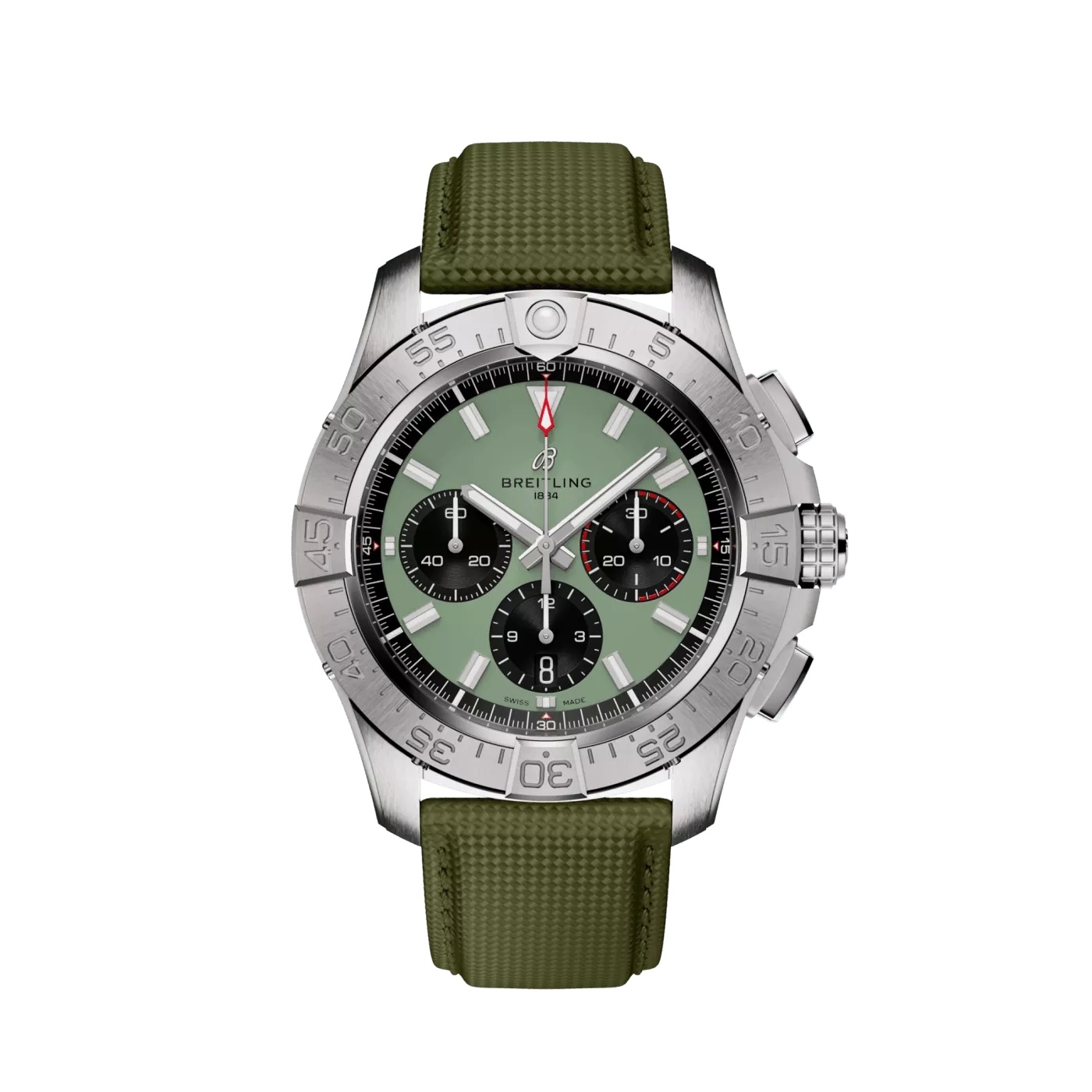 Breitling AB0147101L1X1 : Avenger B01 Chronograph 44 Stainless Steel / Green / Strap