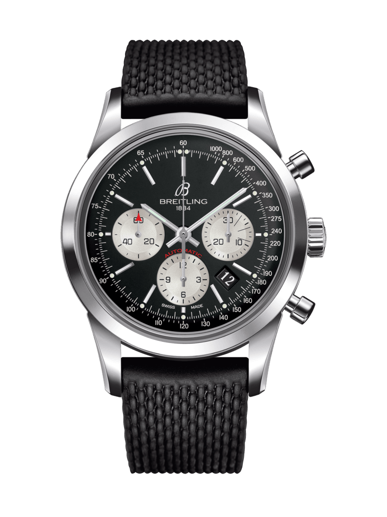 Breitling AB0152121B1S1 : Transocean Chronograph Stainless Steel / Reverse Panda / Rubber / Folding