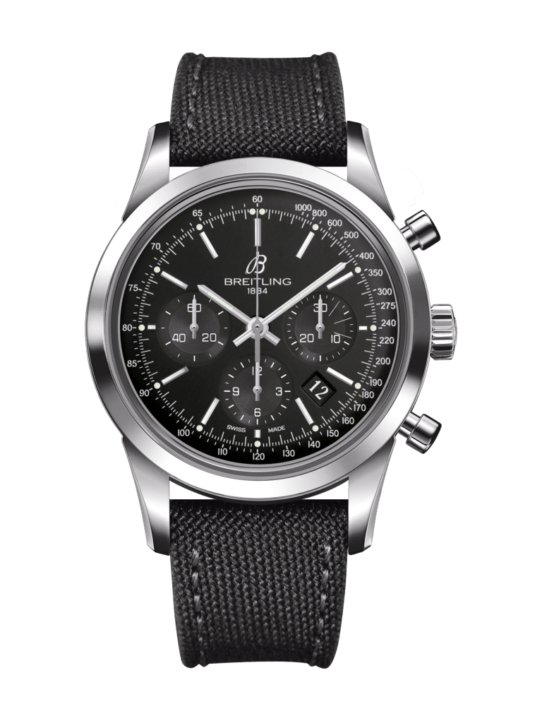 Breitling AB015212/BA99/109W/A20BA.1 : Transocean Chronograph Stainless Steel / Black / Military / Pin