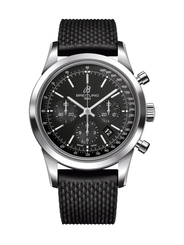Breitling AB015212/BA99/279S/A20D.2 : Transocean Chronograph Stainless Steel / Black / Rubber / Folding