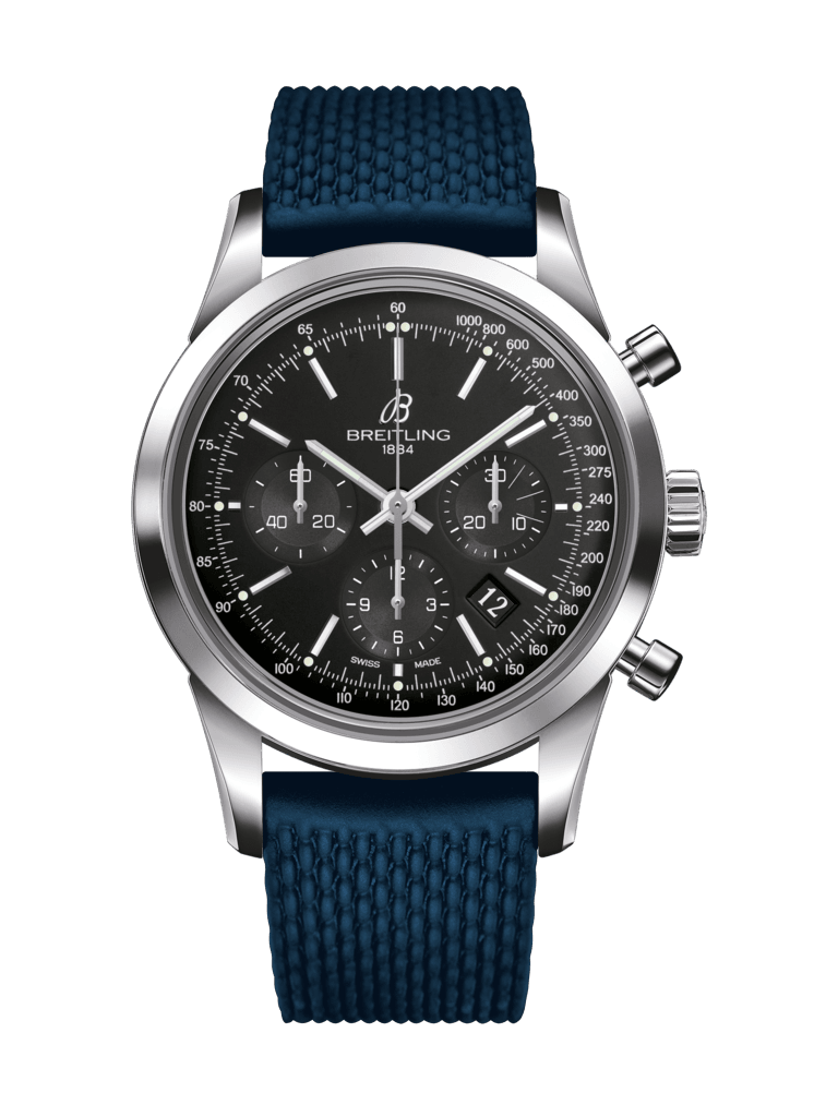 Breitling AB015212/BA99/281S/A20D.2 : Transocean Chronograph Stainless Steel / Black / Rubber / Folding