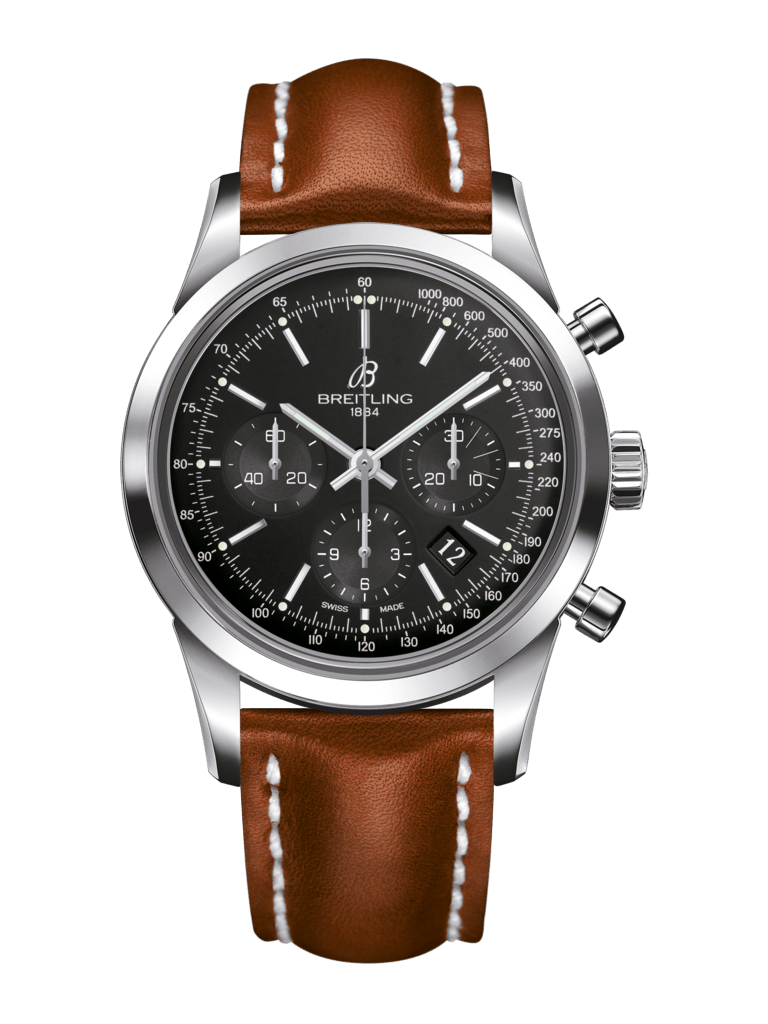 Breitling AB015212/BA99/434X/A20D.1 : Transocean Chronograph Stainless Steel / Black / Calf / Folding