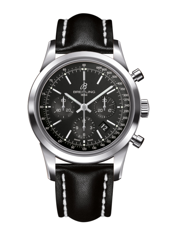 Breitling AB015212/BA99/435X/A20BA.1 : Transocean Chronograph Stainless Steel / Black / Calf / Pin