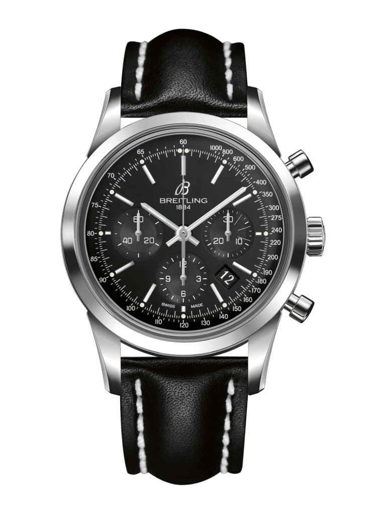 Breitling AB015212/BA99/436X/A20D.1 : Transocean Chronograph Stainless Steel / Black / Calf / Folding