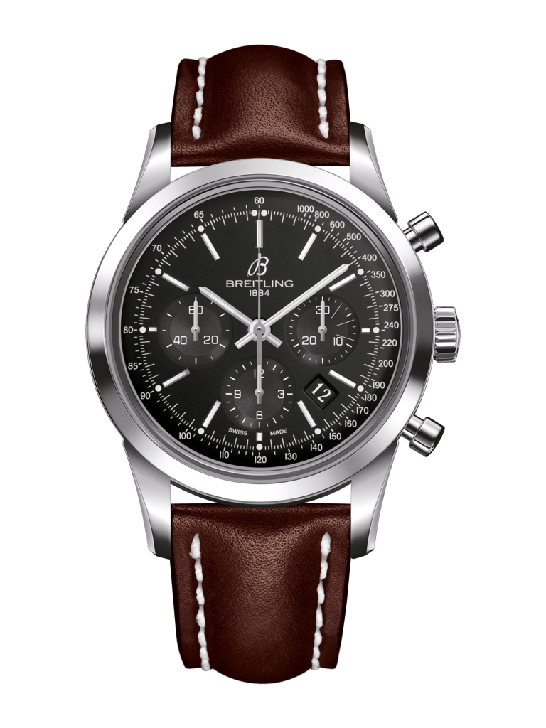 Breitling AB015212/BA99/437X/A20BA.1 : Transocean Chronograph Stainless Steel / Black / Calf / Pin